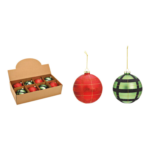 Bola de Navidad de cristal roja y verde, 2 unidades, Ø10cm