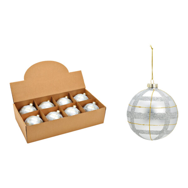 Bola navideña de cristal color plata Ø10cm