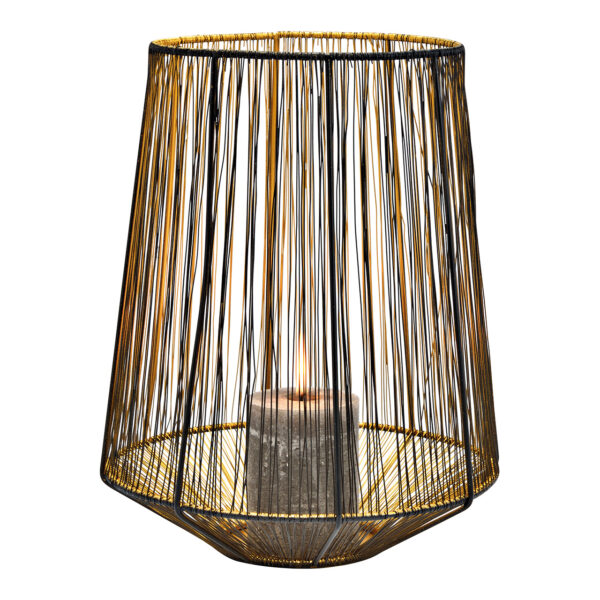 Farol de metal negro, dorado (An./Al./Pr.) 22x30x22cm