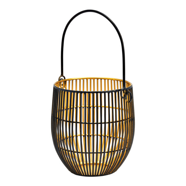 Farol de metal negro, dorado (An./Al./Pr.) 13x15x13cm