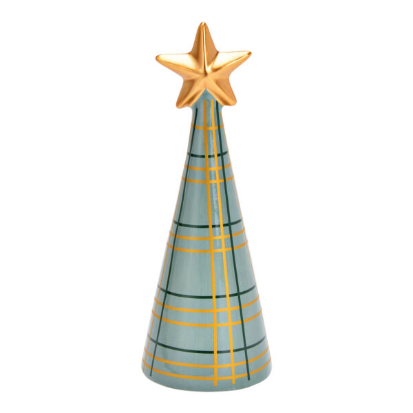 Árbol de Navidad de cerámica verde, dorado (An./Al./Pr.) 7x18x7cm