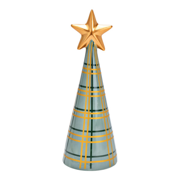 Árbol de Navidad de cerámica verde, dorado (An./Al./Pr.) 10x27x10cm