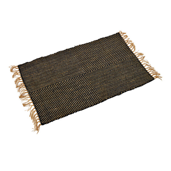 Alfombra de yute negra, marrón (An./Al.) 80x50cm