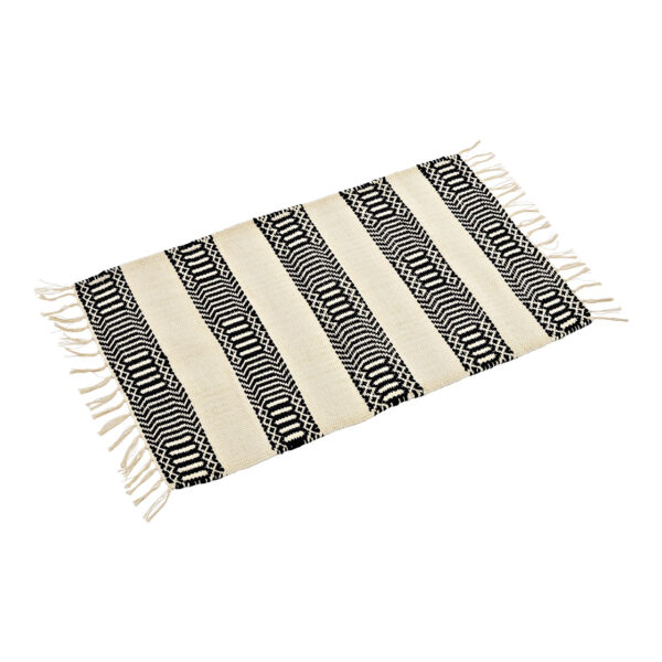 Alfombra de algodón negra, blanca (An/Al) 80x47cm