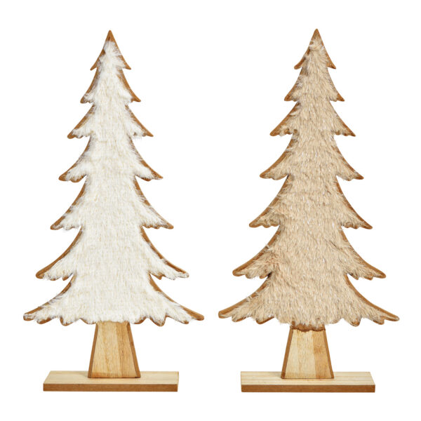 Árbol de Navidad de madera blanco de 2 hojas, (An/Al/Pr) 20x41x5cm