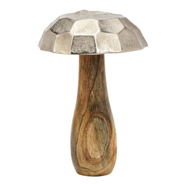 Hongo de madera de mango, metal plateado (An./Al./Pr.) 13x20x13cm
