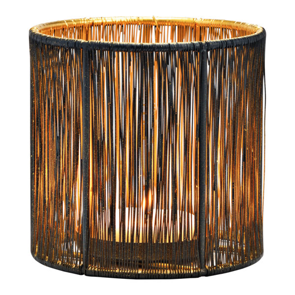 Lámpara de viento, portavelas de metal negro, dorado (An./Al./Pr.) 13x13x13cm