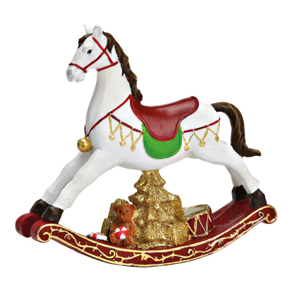 Caballo columpio de poliéster colorido (An./Al./Pr.) 20 x 19 x 5 cm