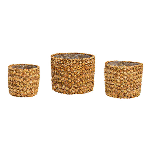 Juego de maceteros de algas marinas forrados con papel de aluminio de material natural, juego de 3, (ancho/alto/profundidad) 25x20x25cm 21x18x21cm 17x16x17cm 25x20x25cm 4007698398255 21x18x21cm 4007698398279 17x16x17cm 4007698398286