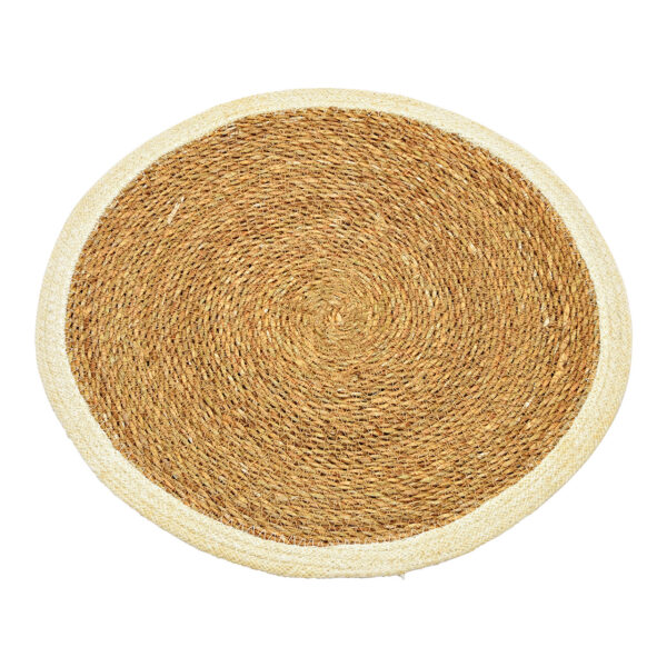 Mantel individual de algas marinas, yute de material natural, blanco Ø38cm