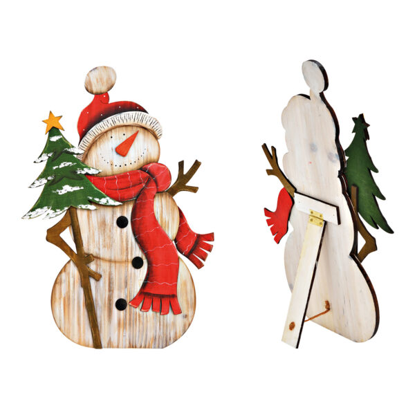 Aufsteller Schneemann aus Holz Bunt (B/H/T) 32x46x10cm