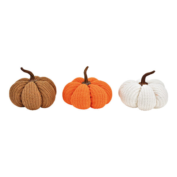 Calabaza de tela, poli naranja, marrón, blanca, 3 surtido, (ancho/alto/profundidad) 18 x 15 x 18 cm