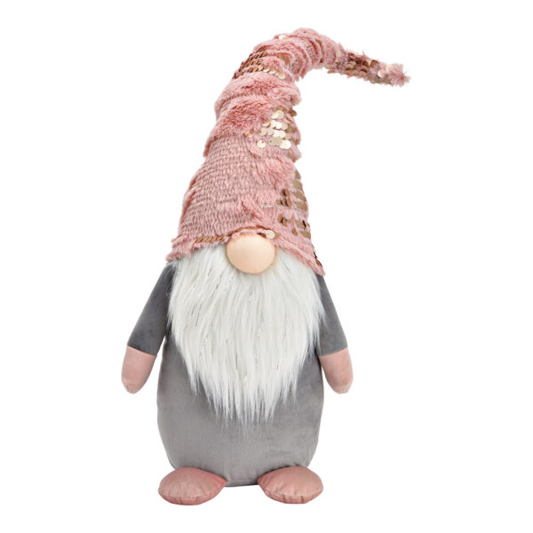 Gnomo de textil rosa, gris (B/H/T) 23x60x16cm