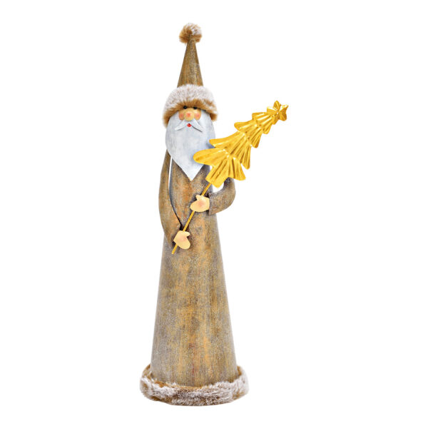 Papá Noel con purpurina de metal, peluche marrón (An./Al./Pr.) 14x48x14cm