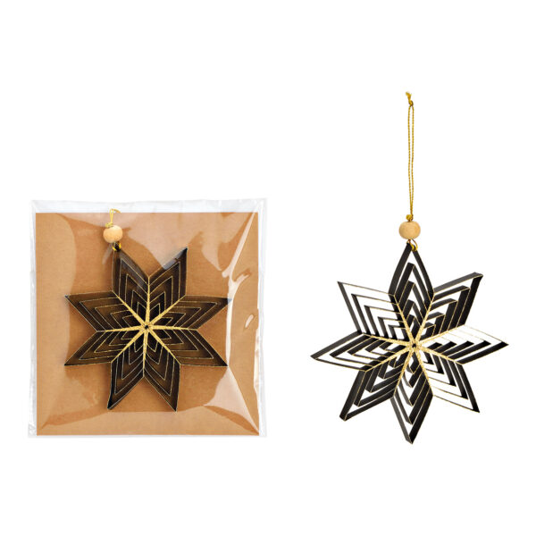 Para colgar navideña estrella 3D de papel/cartón color negro (An/Al/Pr) 15x15x1cm