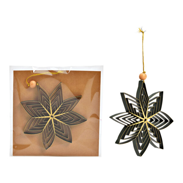Para colgar navideña estrella 3D de papel/cartón verde (An/Al/Pr) 15x15x1cm
