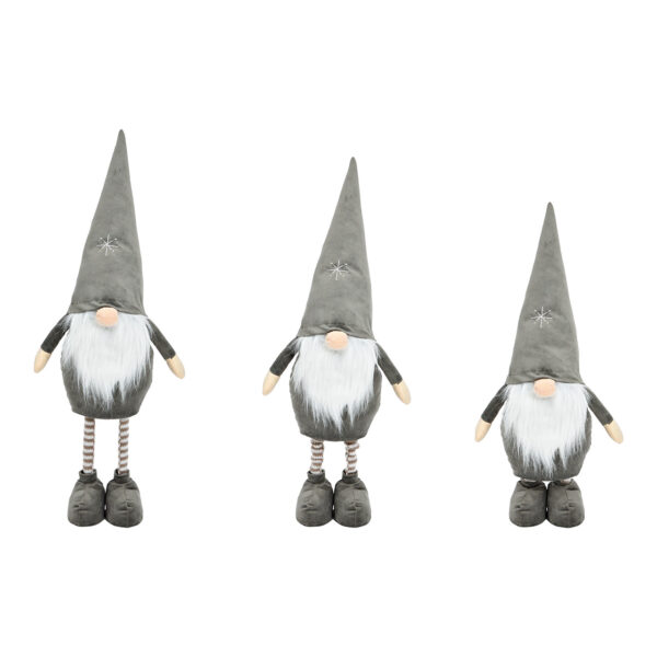 Gnomo con patas telescópicas de textil Gris (An./Al./Pr.) 24x57x15cm / 24x70x15cm
