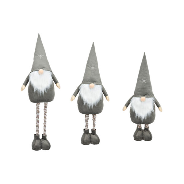 Gnomo con patas telescópicas de textil Gris (An./Al./Pr.) 27x67x17cm / 27x100x17cm