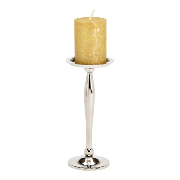 Candelabro de metal plateado (An./Al./Pr.) 10x23x10cm