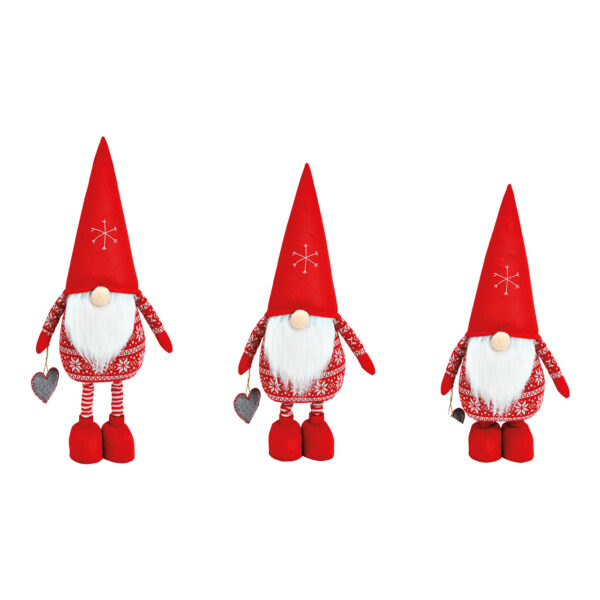 Gnomo con patas telescópicas de textil Rojo (An./Al./Pr.) 25x55x15cm / 25x65x15cm