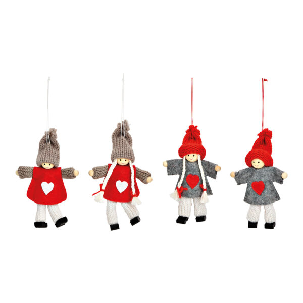 Para colgar navideña infantil textil invierno colorido 4 surtido, (An/Al/Pr) 7x12x3cm