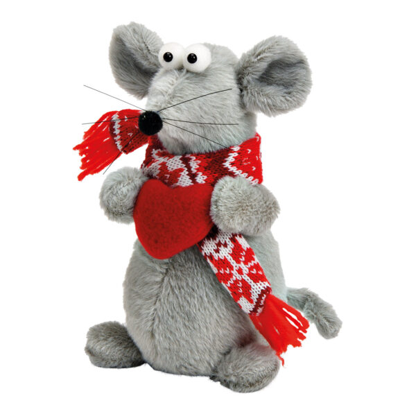 Ratón de textil gris (An./Al./Pr.) 12x20x11cm