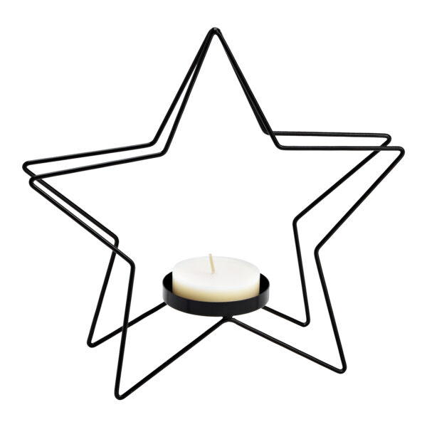 Candelabro Estrella metal negro (An./Al./Pr.) 24x23x8cm