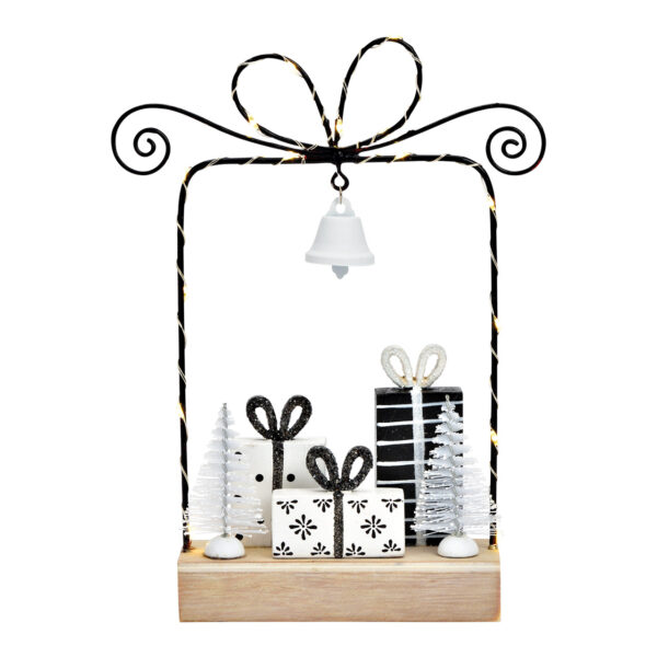Regalo con luz LED, fabricado en madera color negro (An./Al./Pr.) 16x22x4cm