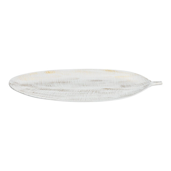 Plato hoja madera blanco, dorado (ancho/alto/profundidad) 60x3x21cm
