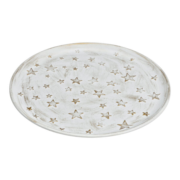 Plato estrellas decoración madera blanco, dorado (An./Al./Pr.) 40x2x40cm