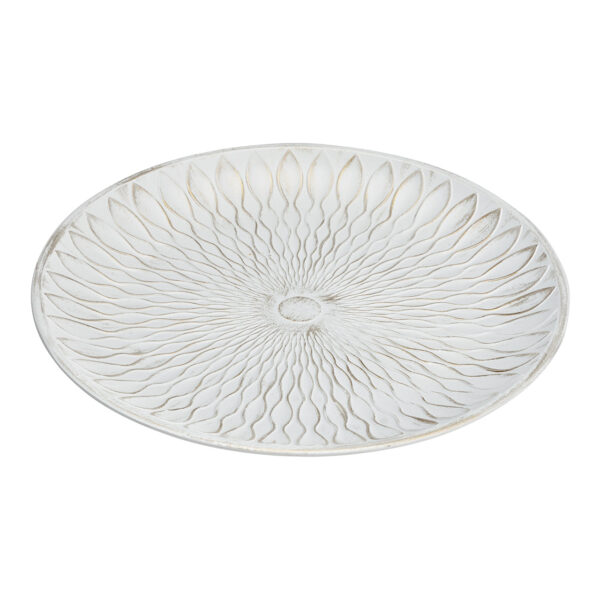 Plato girasol de madera blanco, dorado (an./al./pr.) 40x3,5x40cm