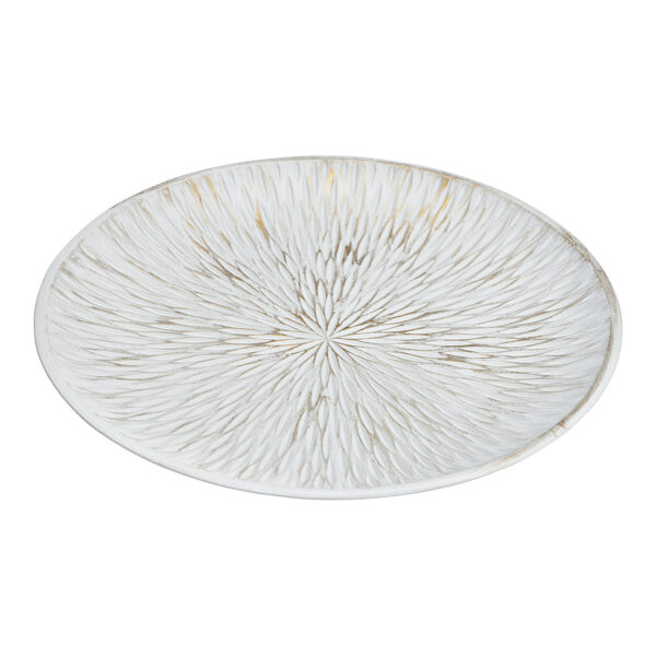 Plato Daisy de madera blanco, dorado (An./Al./Pr.) 40x3,5x40cm