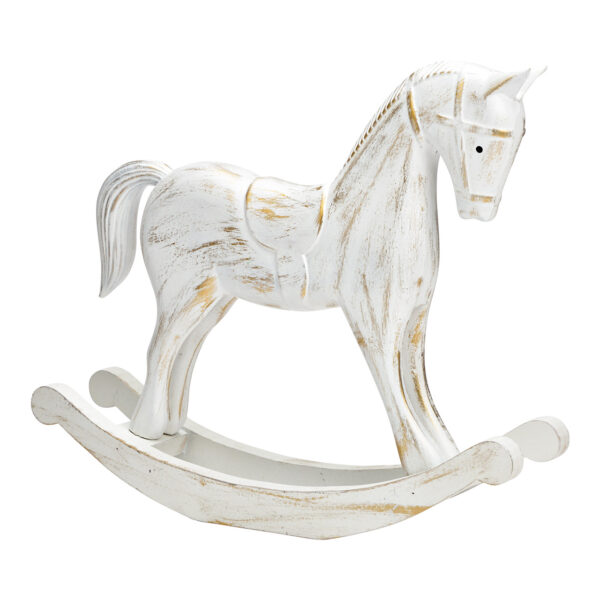 Caballo columpio de madera blanco, dorado (An./Al./Pr.) 37x31x8cm