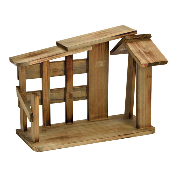 Casa de la Natividad de madera de pino natural (An./Al./Pr.) 35x29x16cm
