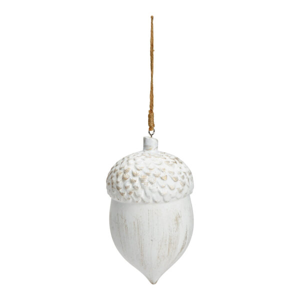 Para colgar navideña bellotas de madera blanco, dorado (An./Al./Pr.) 9x15x9cm