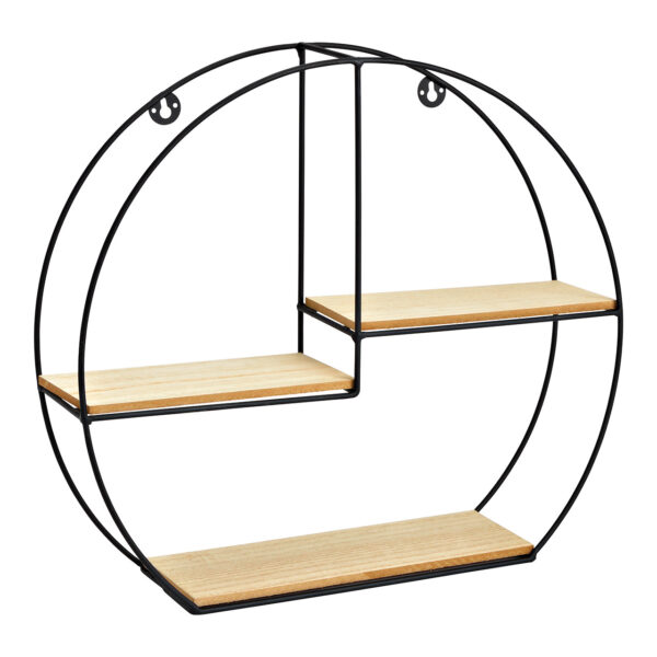 Estante de pared de metal, madera negra (An./Al./Pr.) 40x35x10cm