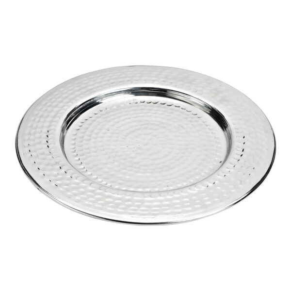 Placa de metal color plata (An./Al./Pr.) 34x1x34cm