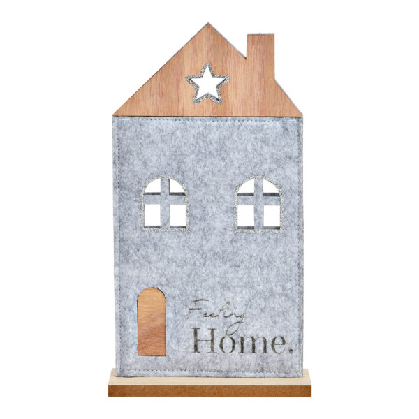 Casa de fieltro, MDF gris (An./Al./Pr.) 15x27x5cm
