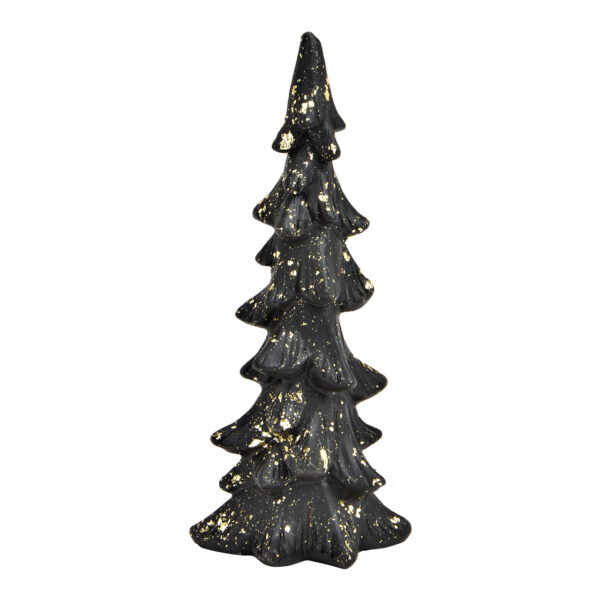 Abeto de arcilla negro, dorado (ancho/alto/profundidad) 10 x 24 x 8 cm