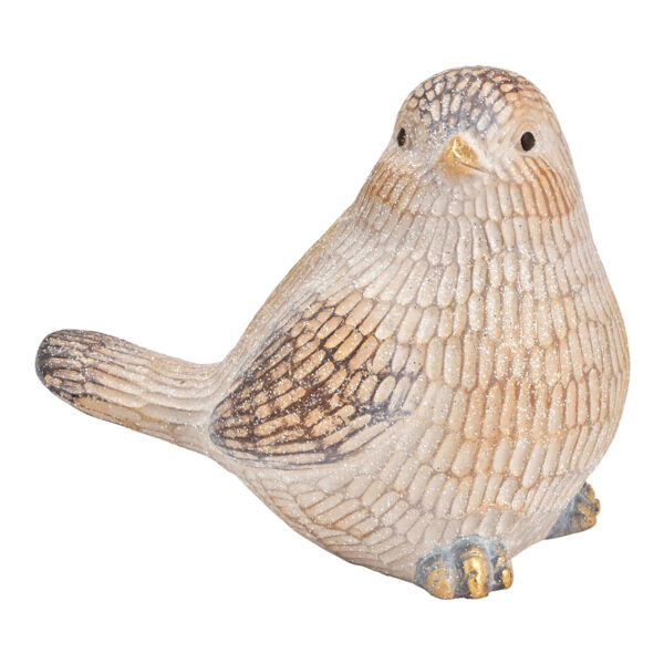 Pájaro con purpurina de arcilla color champán (An./Al./Pr.) 21x17x14cm