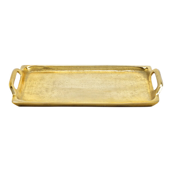 Bandeja con asa metal dorado (An./Al./Pr.) 26x2,5x14cm