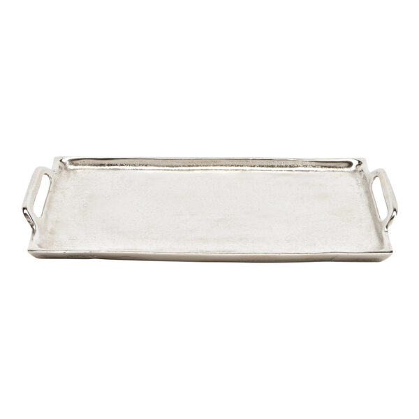 Bandeja con asa metal plata (An/Al/Pr) 30x2,5x18cm