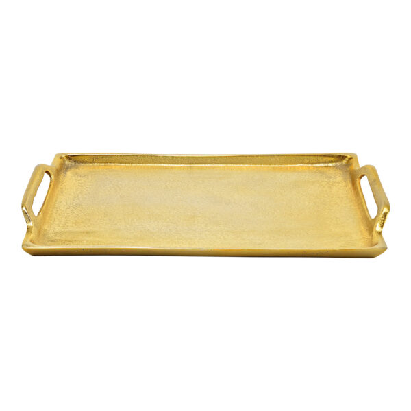 Bandeja con asa metal dorado (An./Al./Pr.) 36x3x21cm