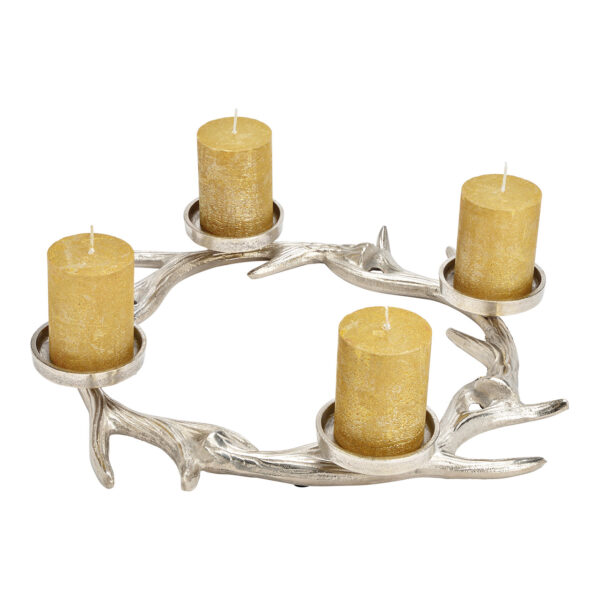 Corona de Adviento, portavelas, astas de metal plateado (An./Al./Pr.) 46x6x46cm