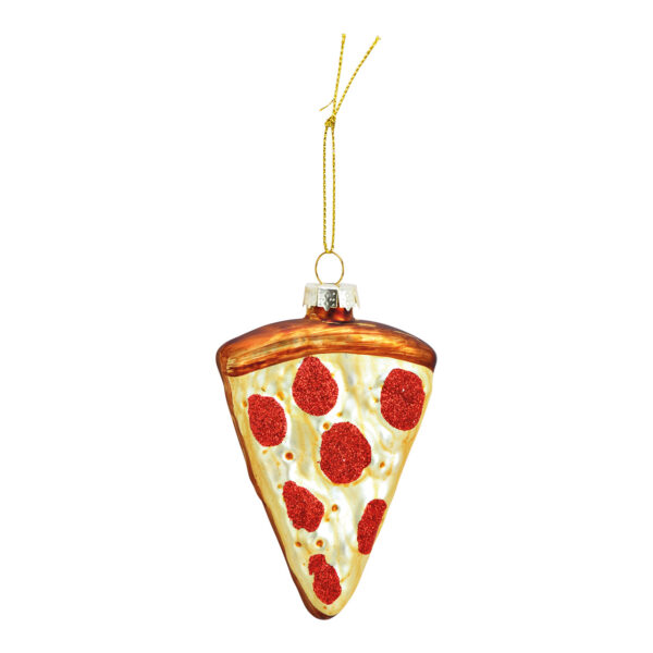 Para colgar navideña para pizza, pieza de cristal dorada (An./Al./Pr.) 7x10x2cm