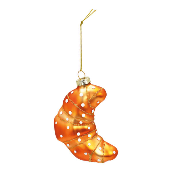 Para colgar navideña de cristal en forma de croissant color marrón (An./Al./Pr.) 8x11x4cm
