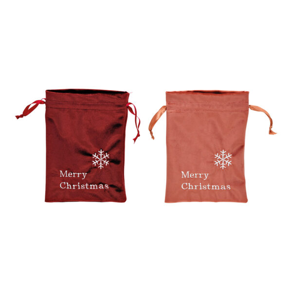 Bolsa, Feliz Navidad, de tejido burdeos, doble pliegue, (An/Al) 14x20cm