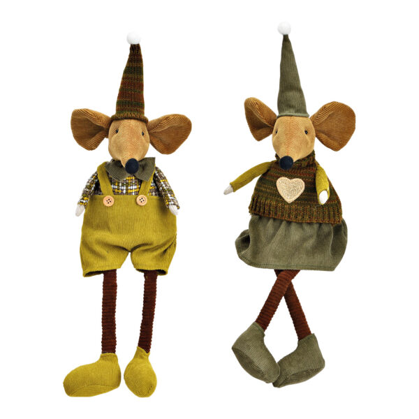 Taburete Edge Winter Mouse de textil verde, 2 surtido, (An./Al./Pr.) 13x40x13cm