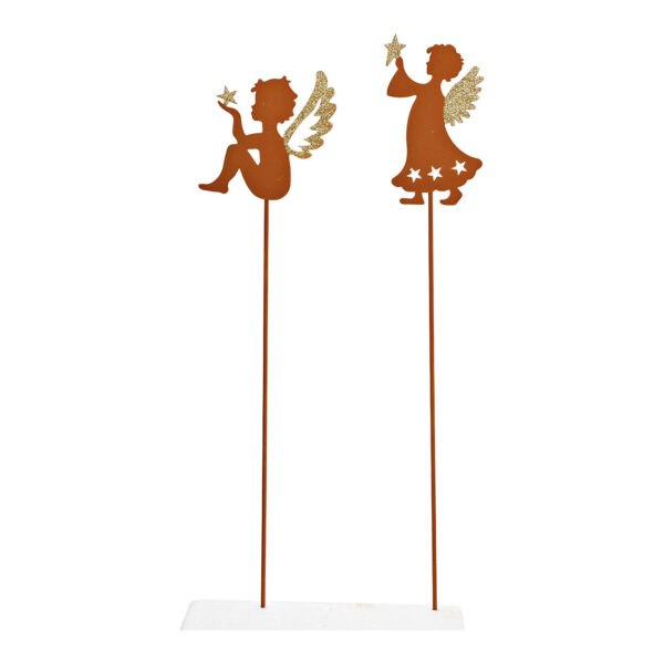 Enchufe ángel con acabado oxidado brillante, fabricado en metal marrón de 2 surtido, (An/Al) 12x56cm