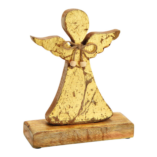 Ángel de exhibición de madera de mango dorado (An./Al./Pr.) 17x21x7cm
